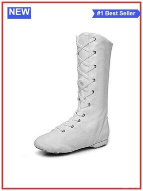 MSMAX High Top Stretch Canvas Jazz Dance Sneakers Lace-Up Anti-Slip Suede Sole
